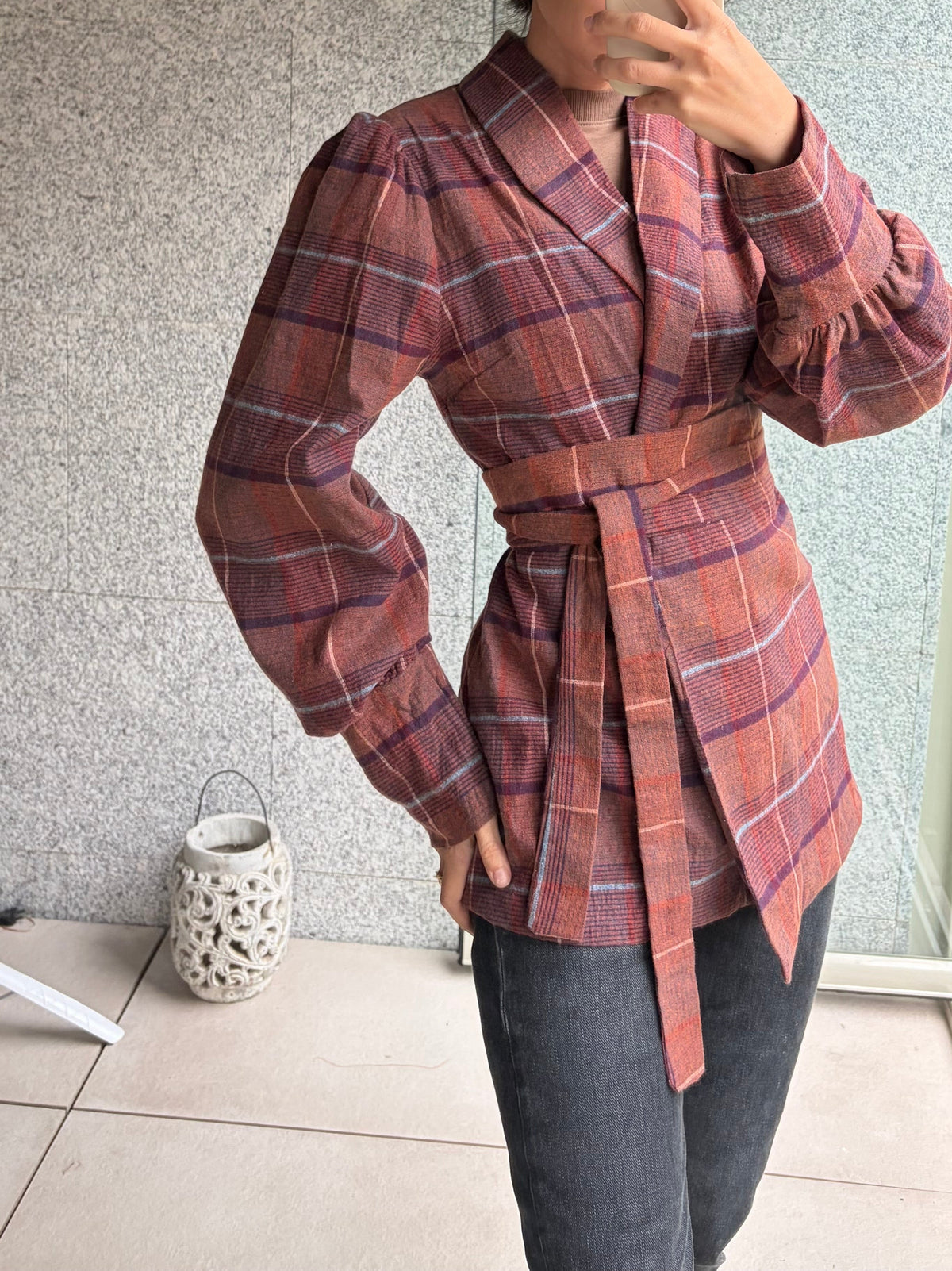 Blazer cuadros fajín