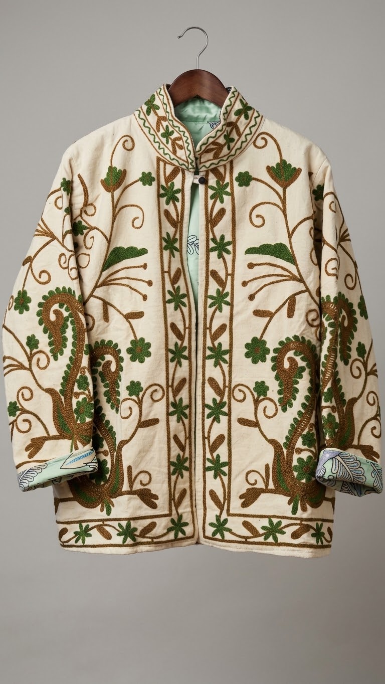 Chaqueta Suzani crudo