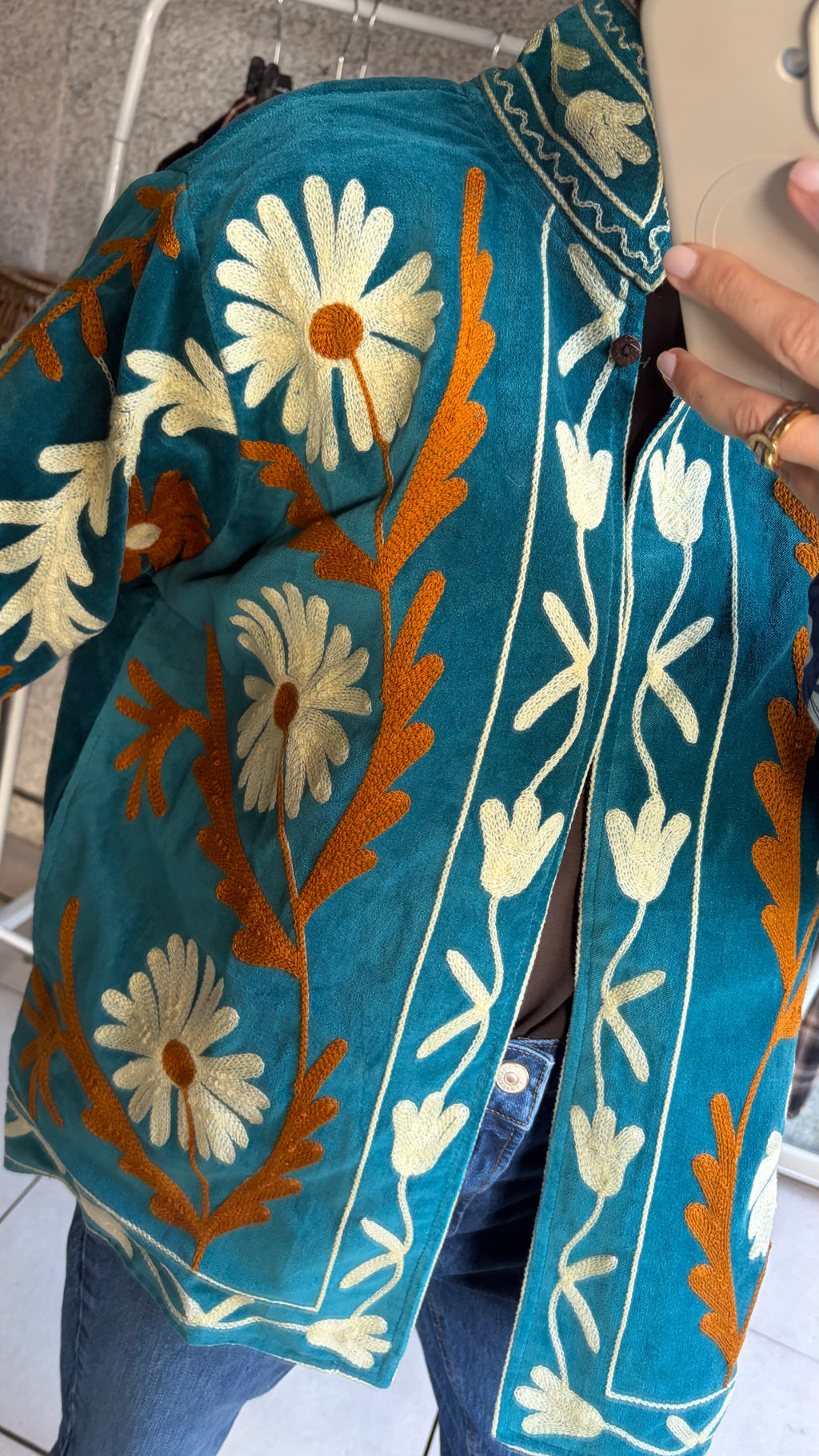 Chaqueta suzani turquesa