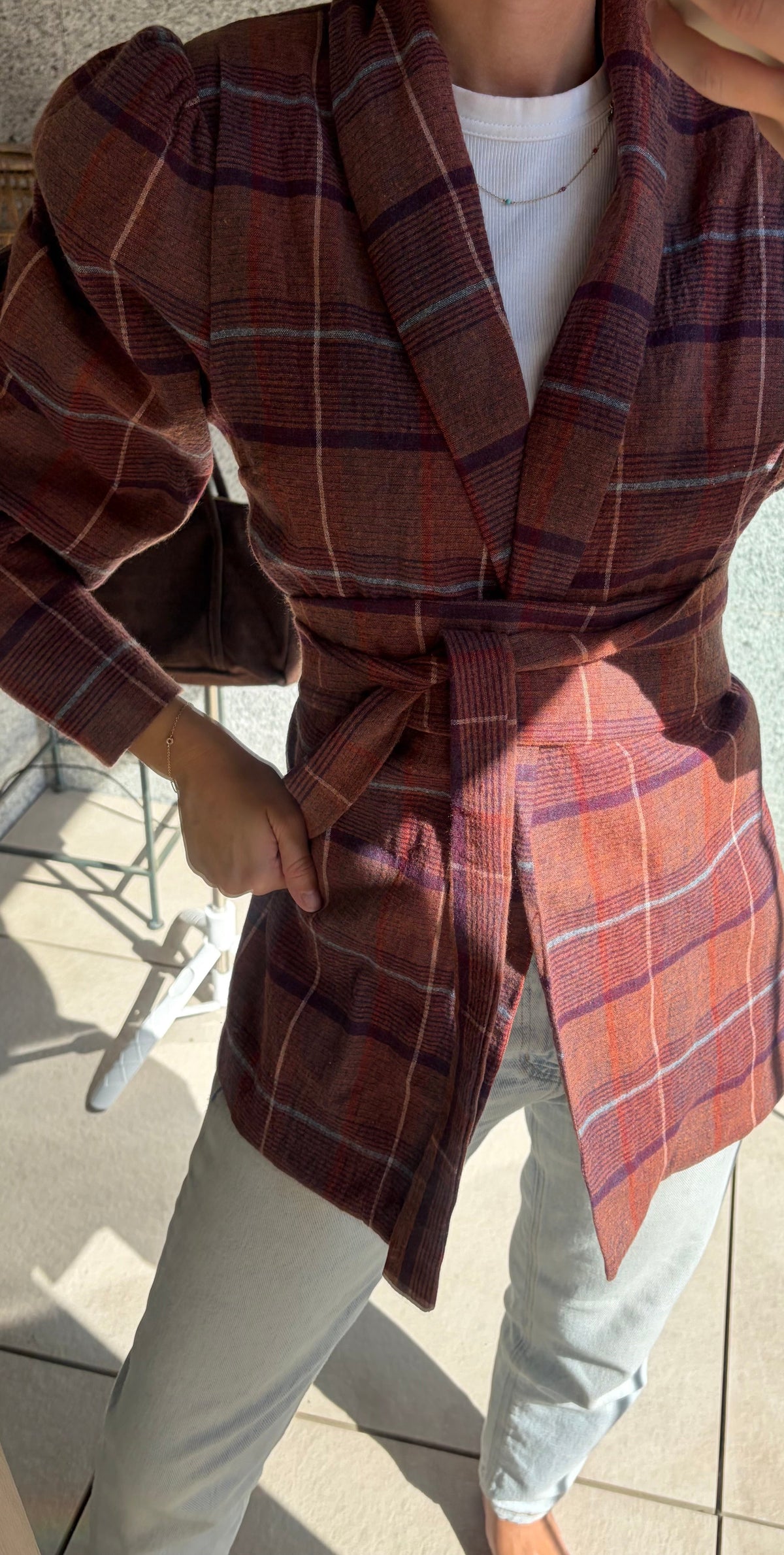 Blazer cuadros fajín